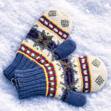 Lade das Bild in den Galerie-Viewer, "Jomson" I Fäustlinge: mintgrün-weiß